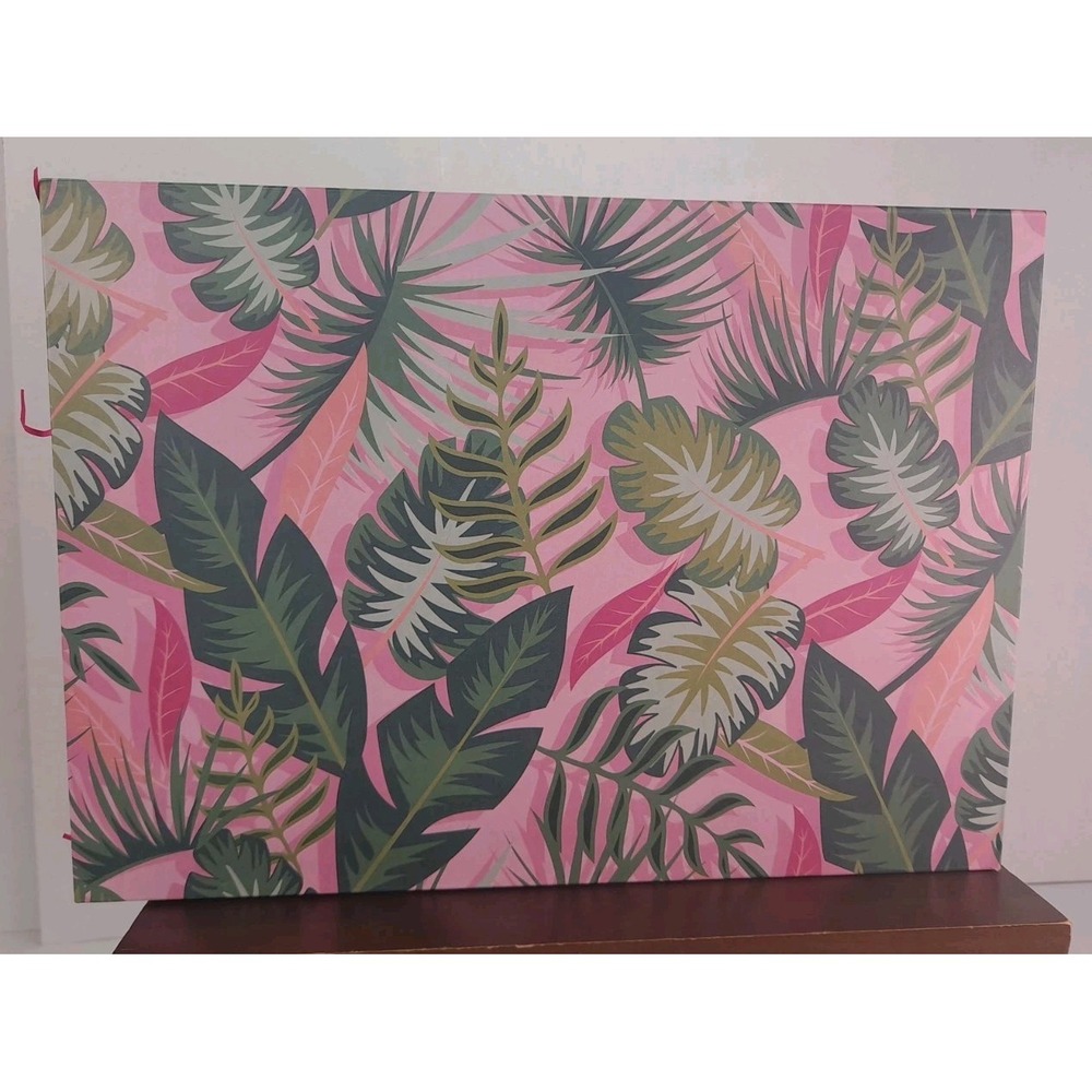 Ashland Summer Pink With Green Palm Leaves Decorative Storage Box 12x9x3.5